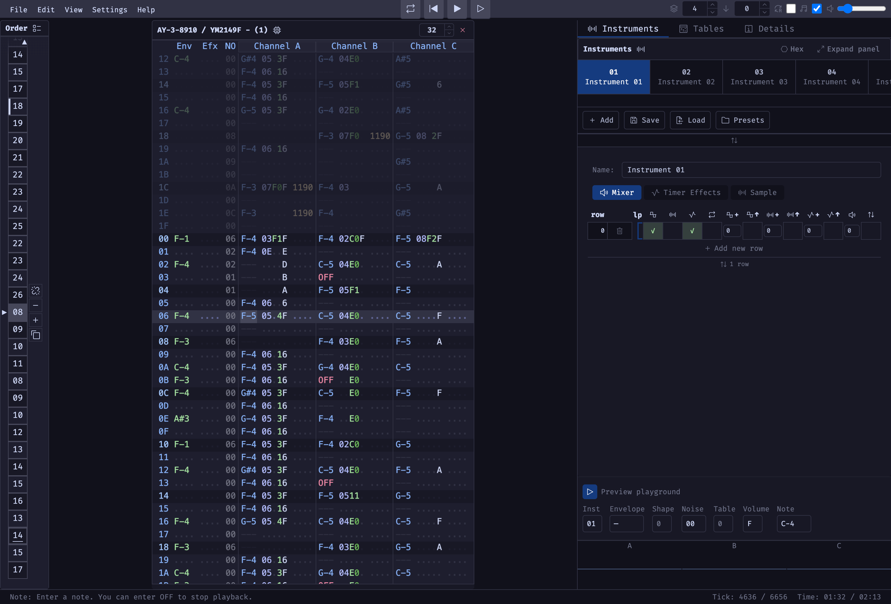 Pattern editor overview